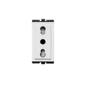 DADO TOMACORRIENTE BIPASO TRES EN LINEA CON TIERRA DE 1 MODULO S17 BLANCO SINTHESI