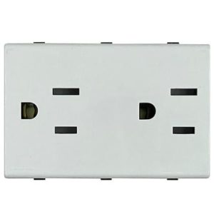 DADO TOMACORRIENTE DUPLEX AMERICANO CON TIERRA DE 3 MODULOS S17 BLANCO SINTHESI