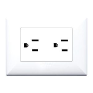 TOMACORRIENTE DUPLEX AMERICANO CON TIERRA S17 PLACA BLANCA Y DADOS BLANCOS SINTHESI
