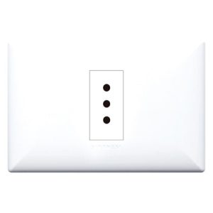 TOMACORRIENTE SIMPLE 3 EN LINEA S17 PLACA BLANCA Y DADO BLANCO SINTHESI