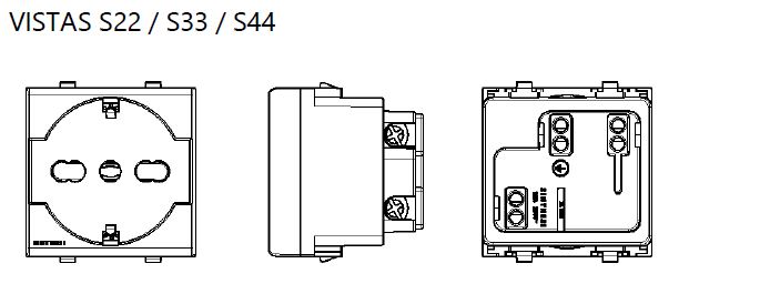 DADO TOMACORRIENTE SCHUKO DE 1 MODULO S22 BLANCO SINTHESI - Imagen 3