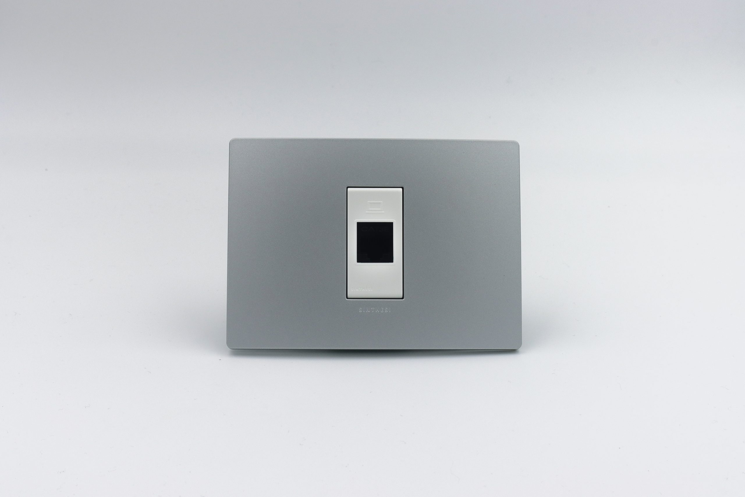 TOMA DATOS RJ45 CAT 6 S33 PLACA PLATA Y DADO S22 BLANCO SINTHESI