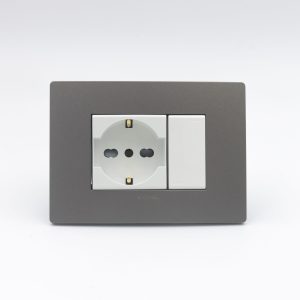 TOMACORRIENTE SCHUKO SIMPLE S33 PLACA PIEDRA Y DADO S22 BLANCO SINTHESI