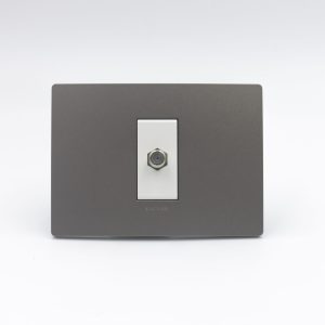 TOMA COAXIAL TV SAT S33 PLACA PIEDRA Y DADO S22 BLANCO SINTHESI